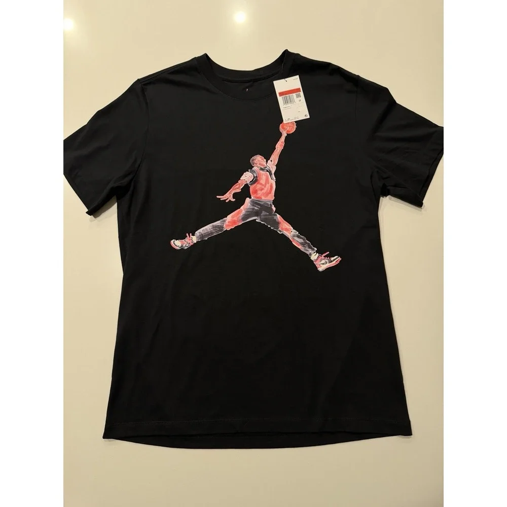 Jordan Watercolor Jumpman Graphic Tee FN5980-010 Black Cotton Mens Large NWT